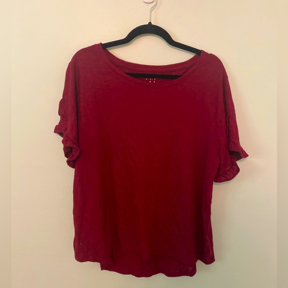 A new day maroon top with ruffle detail - Picture 1 of 5